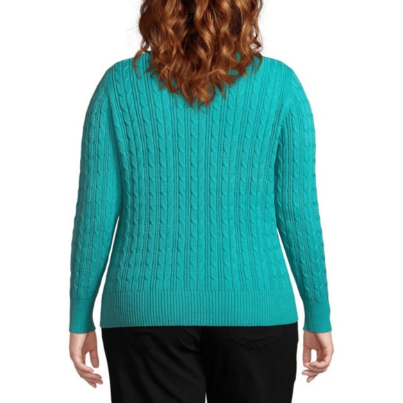 St. John's Bay Cable V-Neck Sweater - Plus - Picture 2 of 5